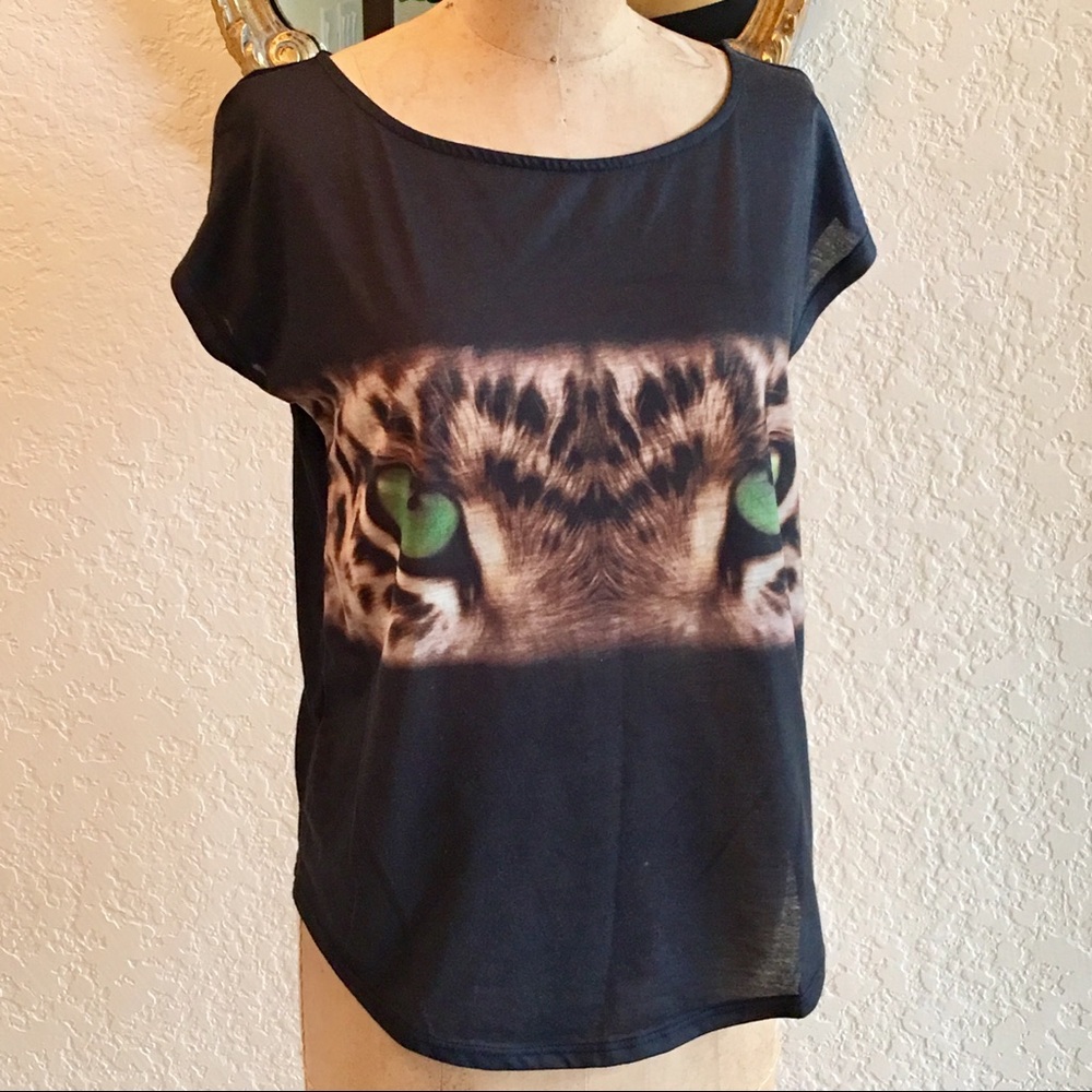 MNG JEANS Tiger Cat Eye Tee - Sz XS - Picture 2 of 4